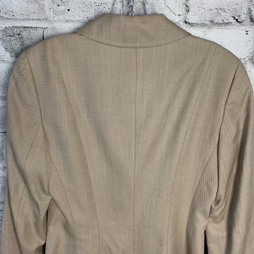 Escada Silk Wool Cotton Blend Earthy Toned Two Button Structured Blazer Coat - Picture 7 of 16